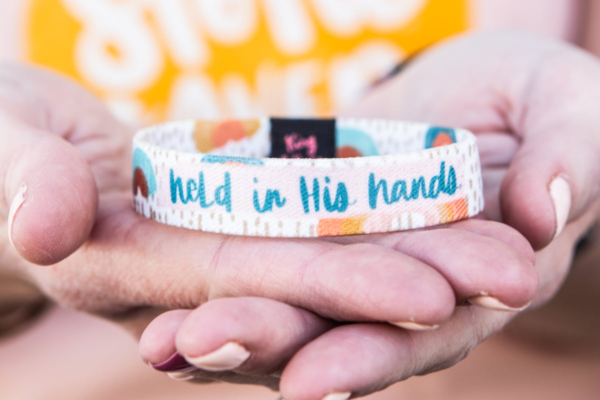 Held in His Hands Rainbow Stretchy Bracelet