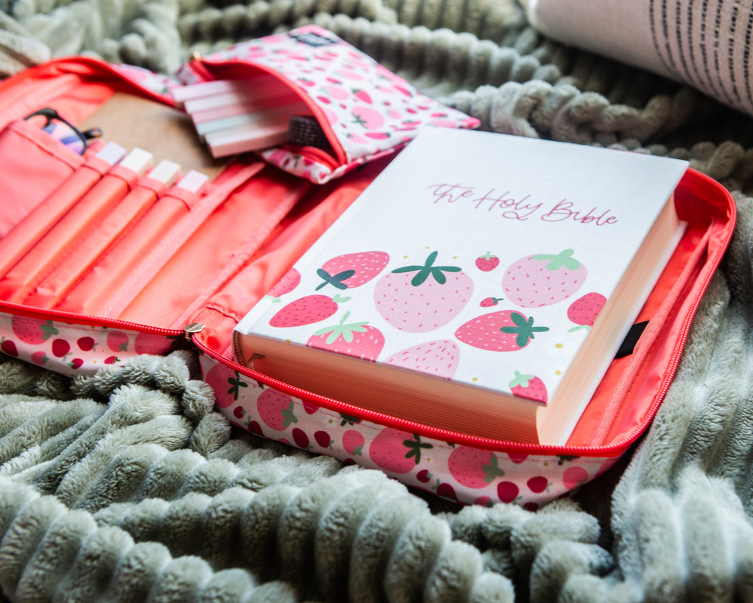 Sweet Strawberries Bible Cover Designed By Joyful Pine - Kingfolk Co