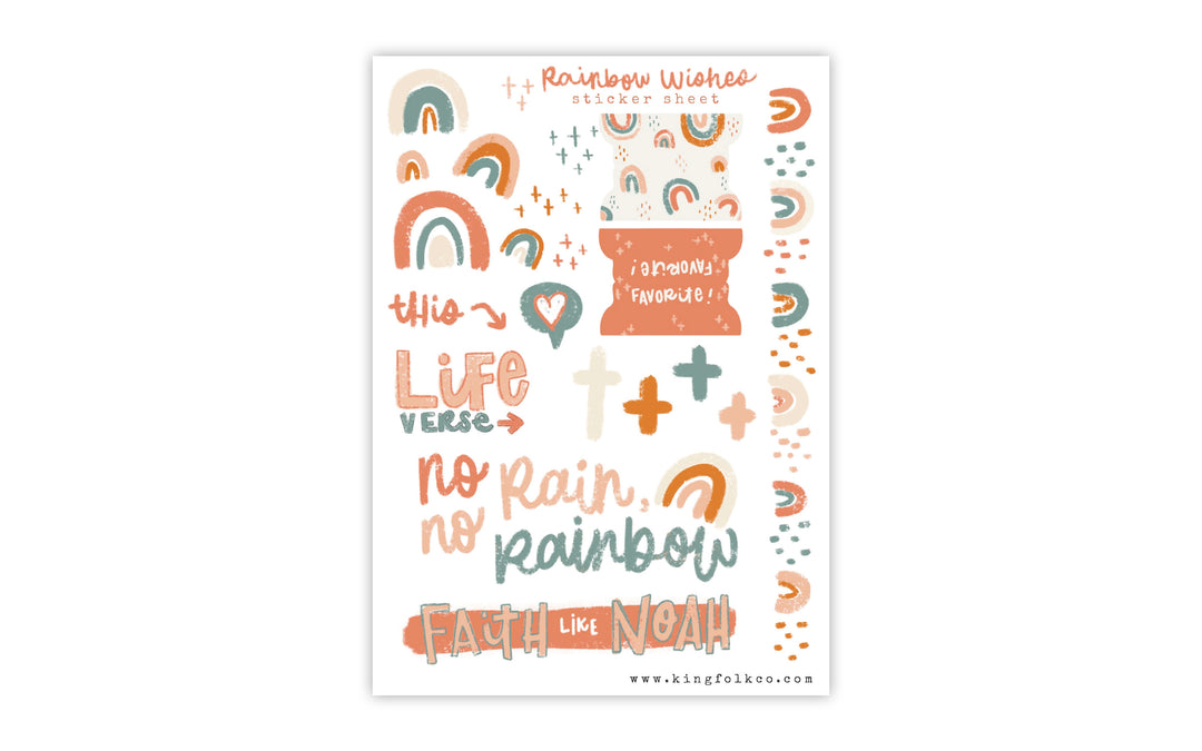 Rainbow Wishes Sticker Sheet - Kingfolk Co