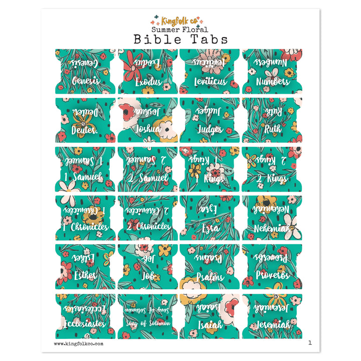 Summer Floral Bible Tabs - Kingfolk Co