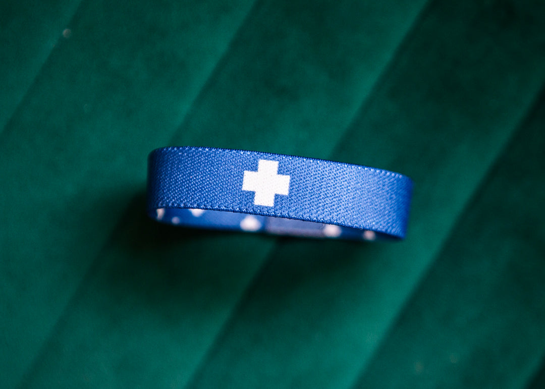 Blue & White Cross Stretchy Bracelet - Kingfolk Co