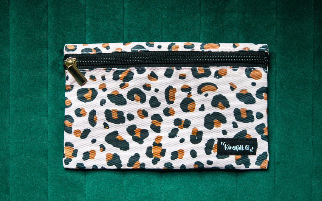 Cheetah Print Pencil + Pen + Highlighter Pouch - Kingfolk Co