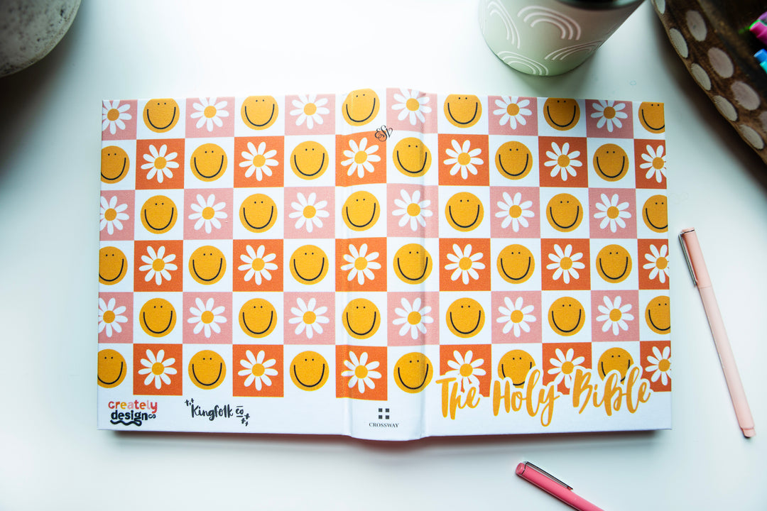 Checkered Happy Daisies Journaling Bible - collab with Creately Design Co - Kingfolk Co