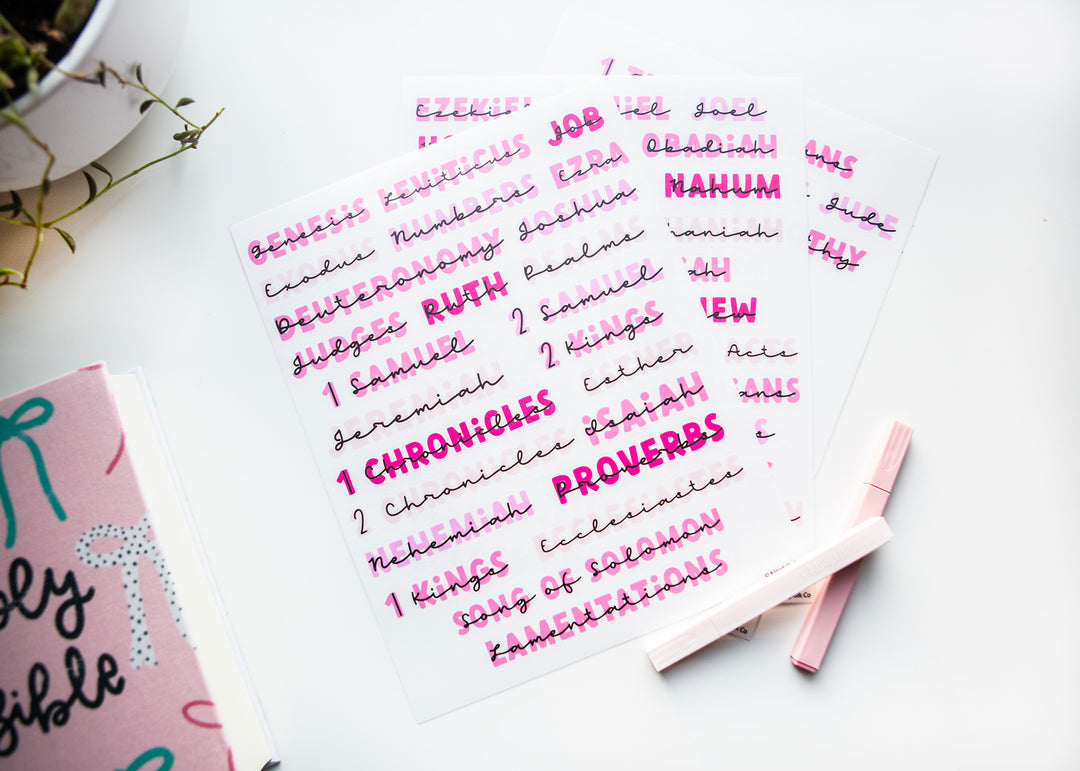 Books of the Bible Header Stickers - All the Pinks Edition - Kingfolk Co