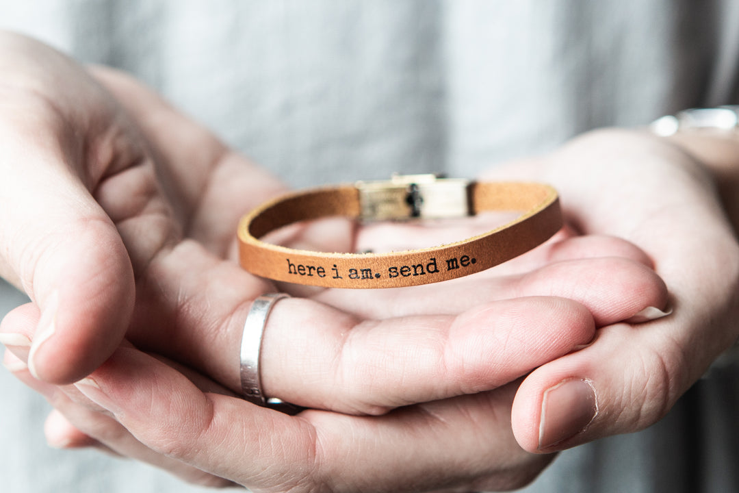 here i am. send me. Skinny Leather Bracelet - Kingfolk Co