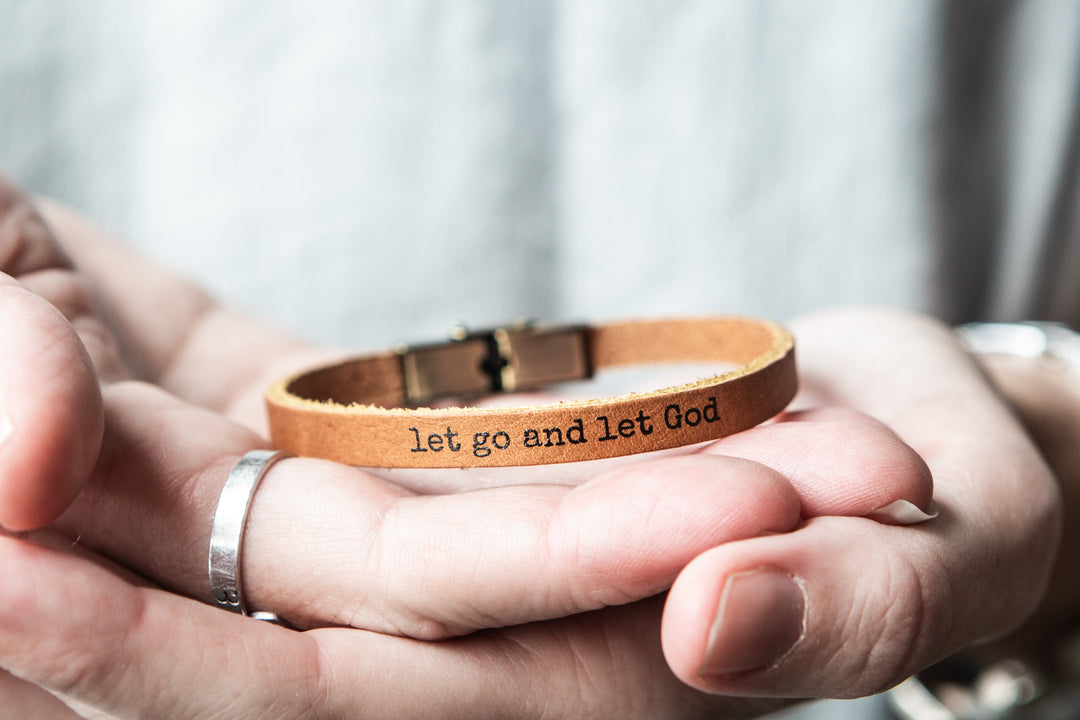 let go and let God Skinny Leather Bracelet - Kingfolk Co