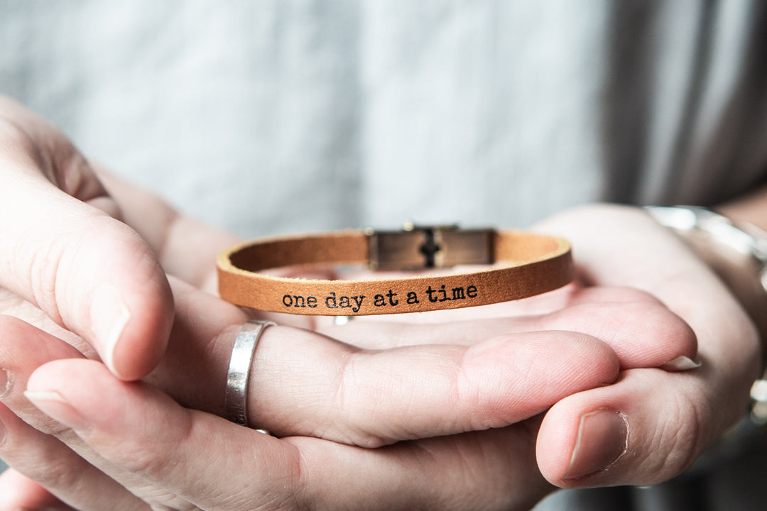 one day at a time Skinny Leather Bracelet - Kingfolk Co