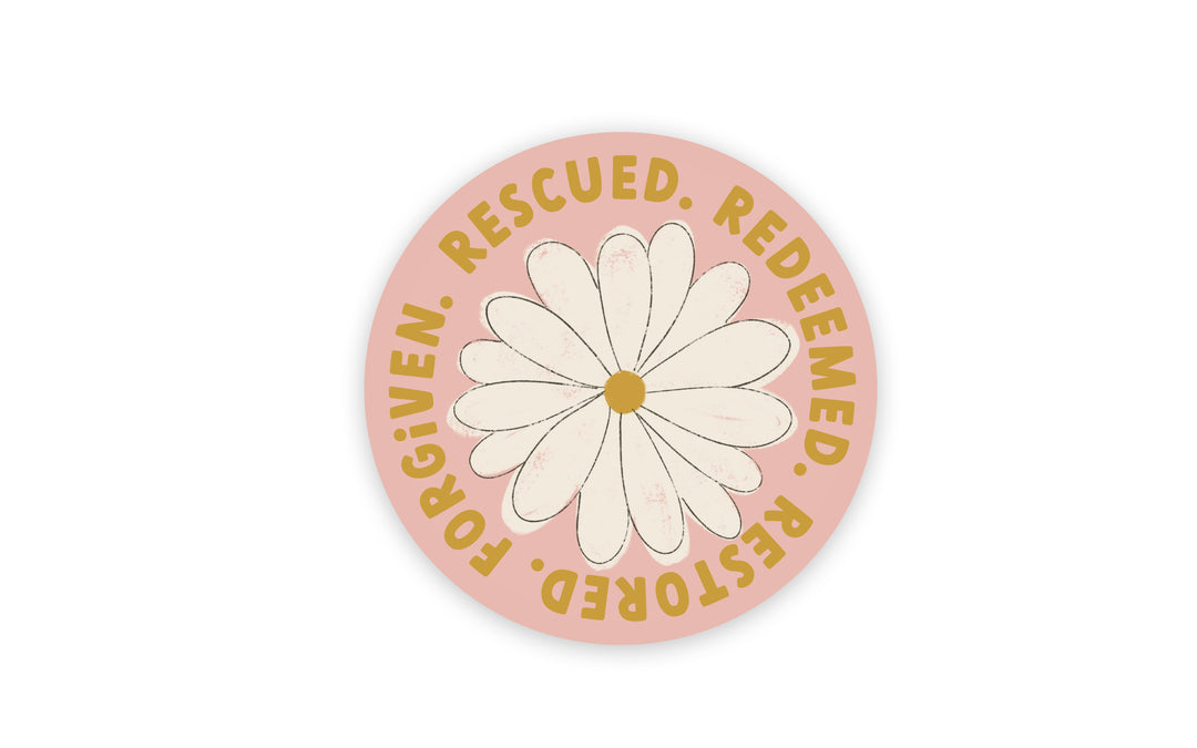 Daisy Rescued. Redeemed. Restored. Forgiven. Vinyl Sticker - Kingfolk Co