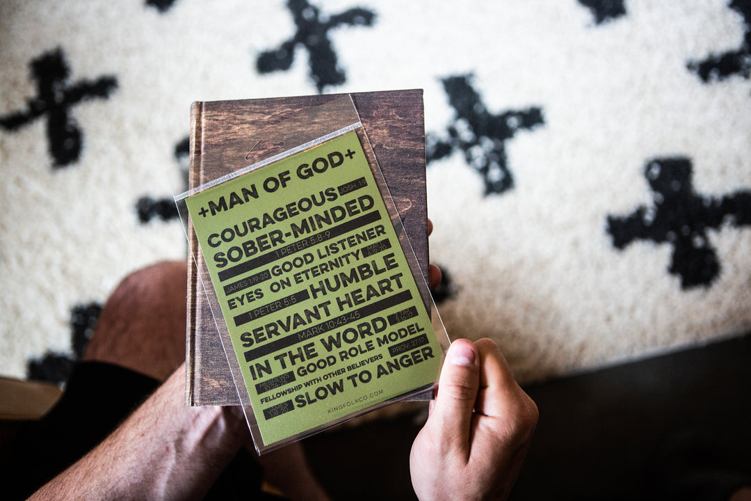 MAN OF GOD Olive Green Scripture Reference Vinyl Sticker - Kingfolk Co