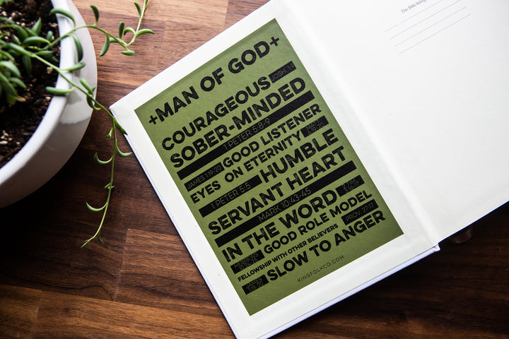 MAN OF GOD Olive Green Scripture Reference Vinyl Sticker - Kingfolk Co