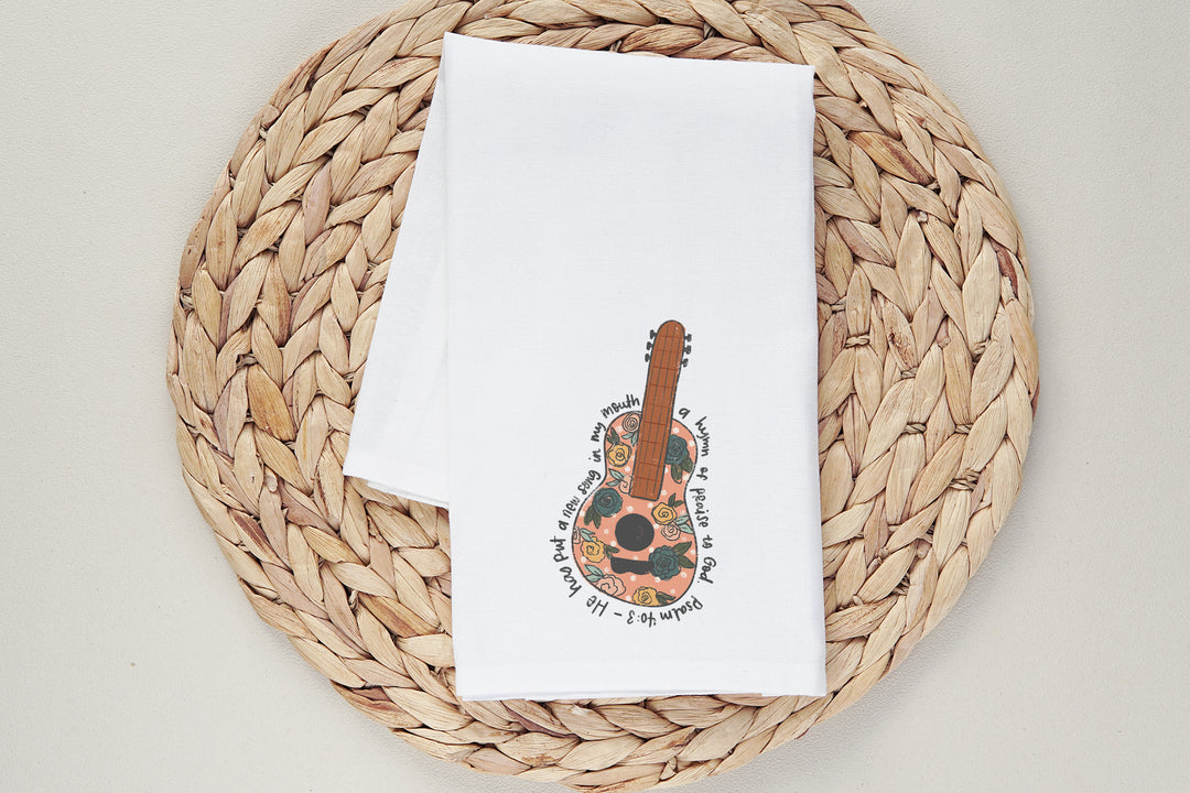 Guitar Psalm 40:3 Tea Towel - Kingfolk Co