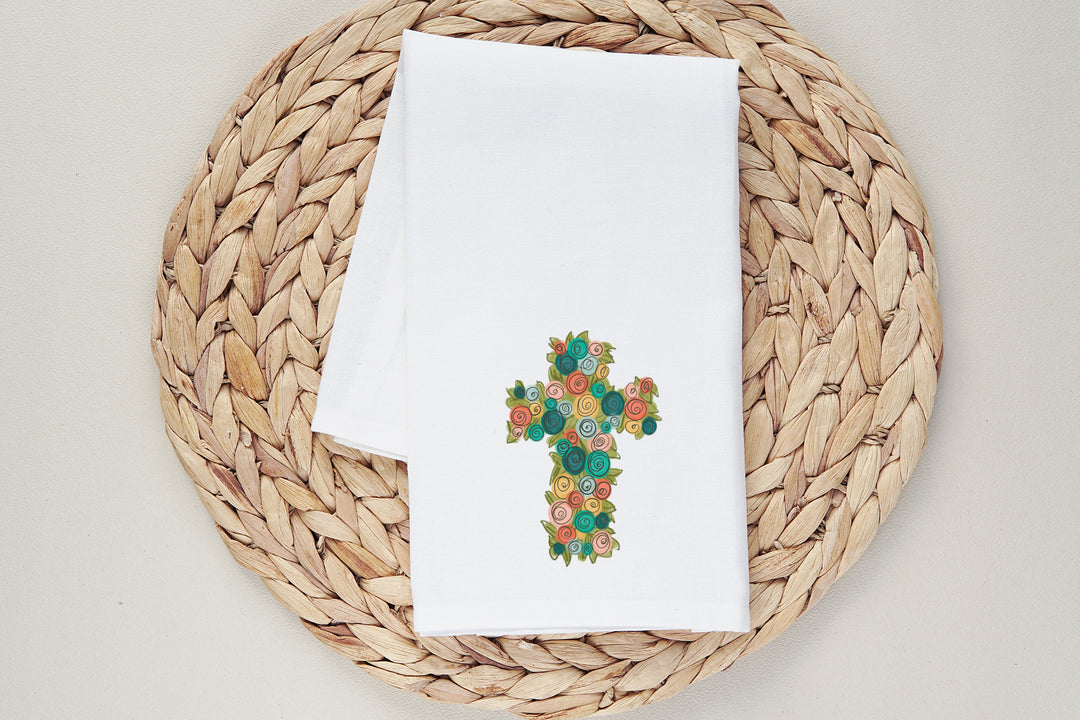 Floral Cross Tea Towel - Kingfolk Co