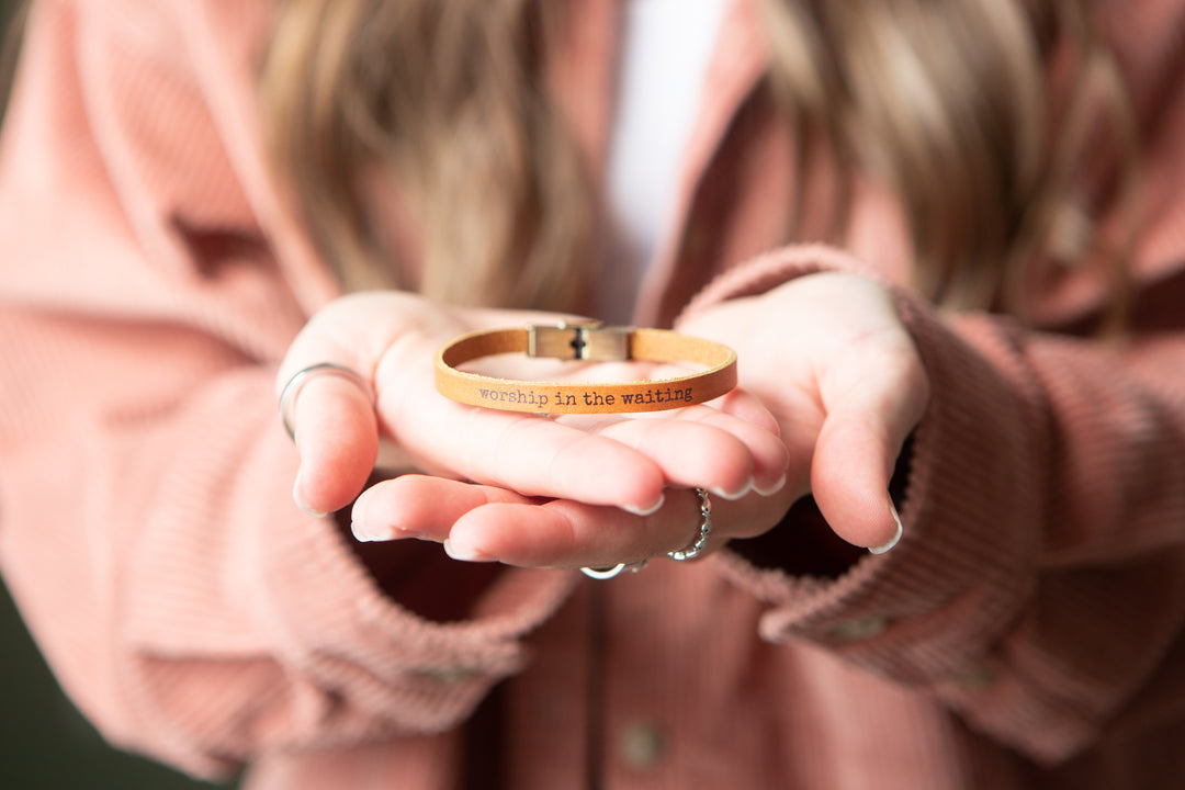 worship in the waiting Skinny Leather Bracelet - Kingfolk Co