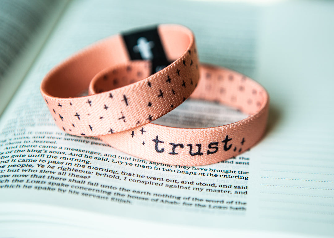 Trust with tiny Black Crosses Stretchy Bracelet - Kingfolk Co