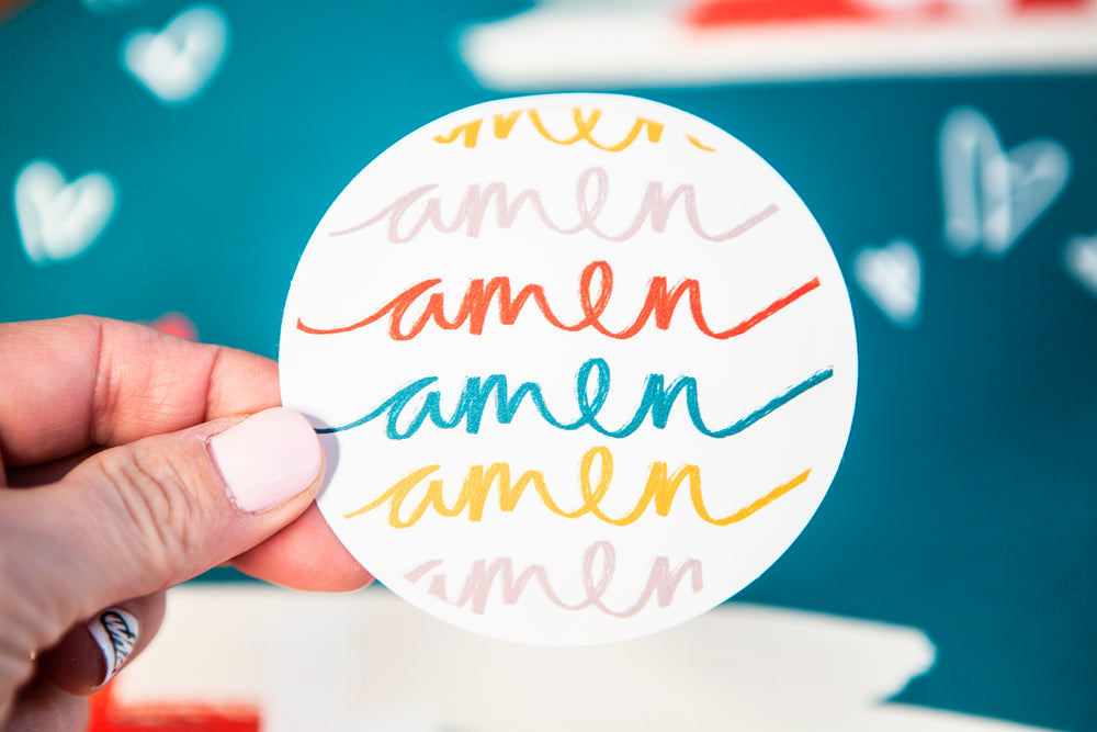 Amen Vinyl Sticker - Circle Multi-color - Kingfolk Co