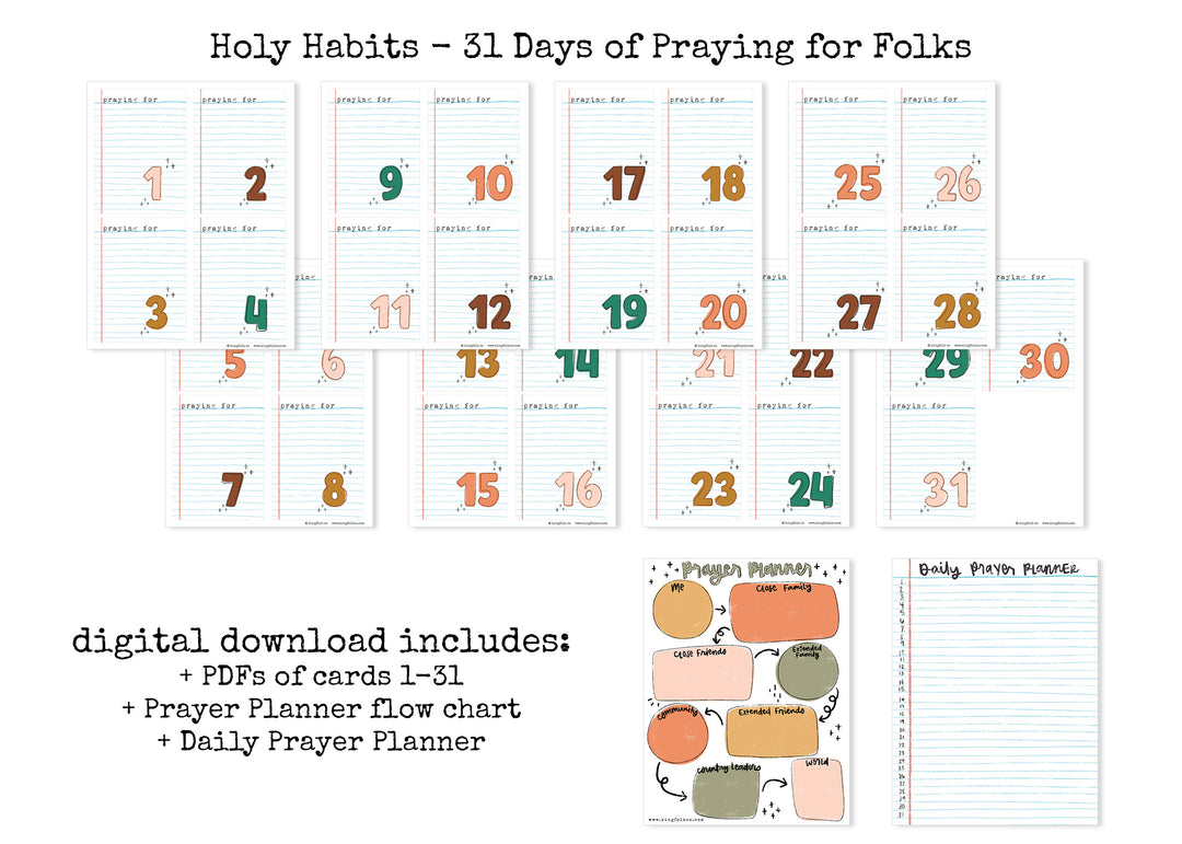 Holy Habits 31 Days of Praying for Folks DIGITAL FILES - Kingfolk Co